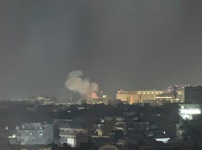 Smoke rises from the location of a blast near the U.S. embassy in Kabul, Afghanistan September 11, 2019, in this image obtained from social media. Rafi Ghulam/via REUTERS.