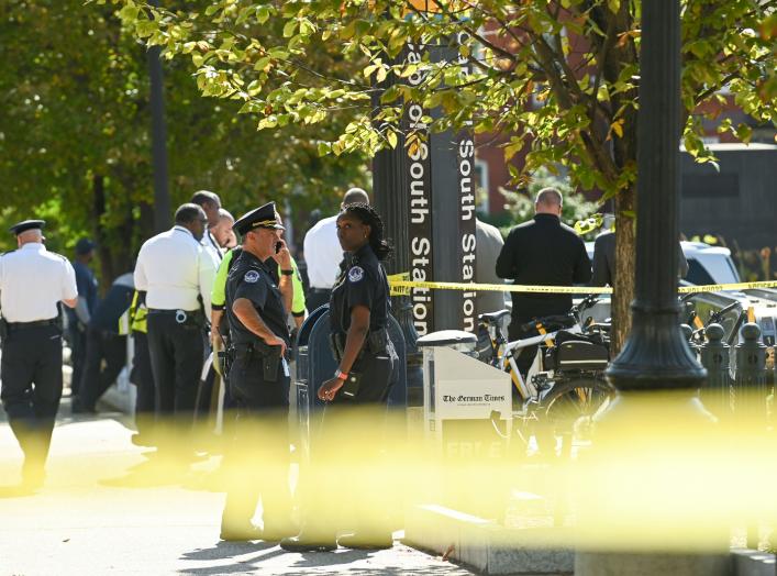 Police investigate a possible stabbing at the Capitol South metro station near Capitol Hill in Washington, U.S., October 11, 2019.REUTERS/Erin Scott