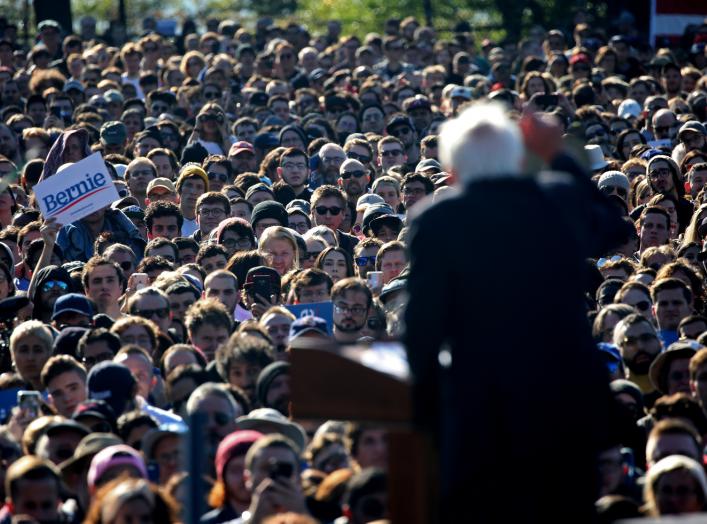 Democratic 2020 U.S. presidential candidate and U.S. Senator Bernie Sanders (I-VT) speaks during "Bernie's Back" rally at Queensbridge Park in the Queens Borough of New York City, U.S., October 19, 2019. REUTERS/Yana Paskova