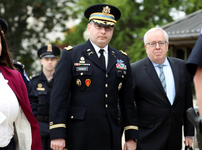 Lt. Col. Alexander Vindman, director for European Affairs at the National Security Council, arrives to testify as part of the U.S. House of Representatives impeachment inquiry into U.S. President Trump