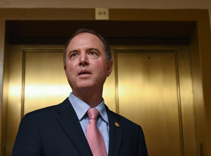 U.S. House Intelligence Committee Chair Rep. Adam Schiff (D-CA) leaves a hearing with Lt. Col. Alexander Vindman, director for European Affairs at the National Security Council, as part of the U.S. House of Representatives impeachment inquiry
