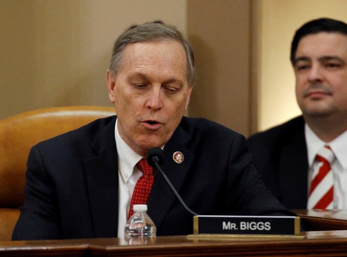 Rep. Andy Biggs, R-Ariz., votes no on the first article of impeachment against President Donald Trump on Capitol Hill, in Washington, U.S., December 13, 2019. Patrick Semansky/Pool via REUTERS
