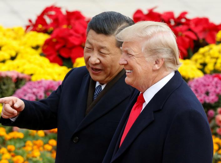 U.S. President Donald Trump and China's President Xi Jinping attend a welcoming ceremony in Beijing, China, November 9, 2017. REUTERS/Thomas Peter