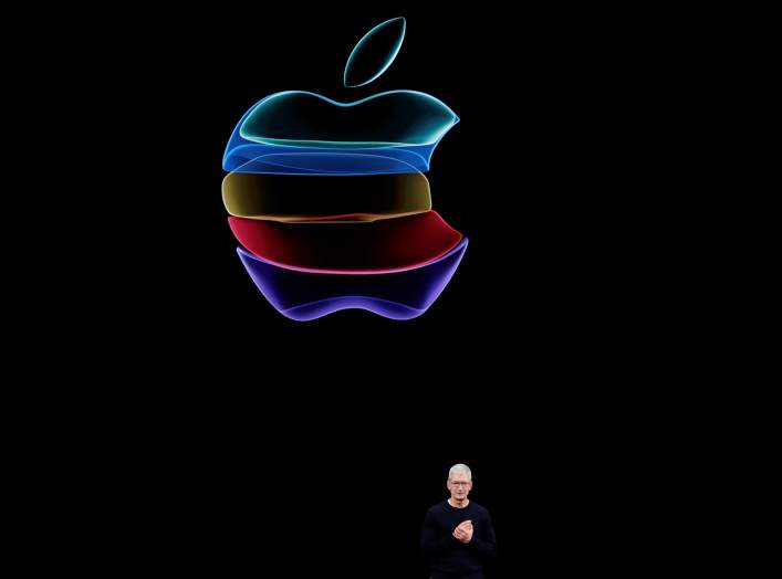 FILE PHOTO: CEO Tim Cook speaks at an Apple event at their headquarters in Cupertino, California, U.S. September 10, 2019. REUTERS/Stephen Lam/File Photo