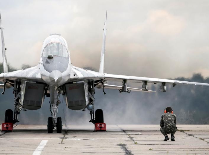 A MIG-29 fighter aircraft prepares before take off at a military air base in Vasylkiv, Ukraine, August 3, 2016. REUTERS/Gleb Garanich