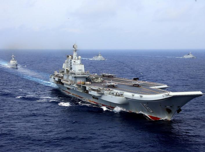 China's aircraft carrier Liaoning takes part in a military drill of Chinese People's Liberation Army (PLA) Navy in the western Pacific Ocean, April 18, 2018. Picture taken April 18, 2018. REUTERS/Stringer