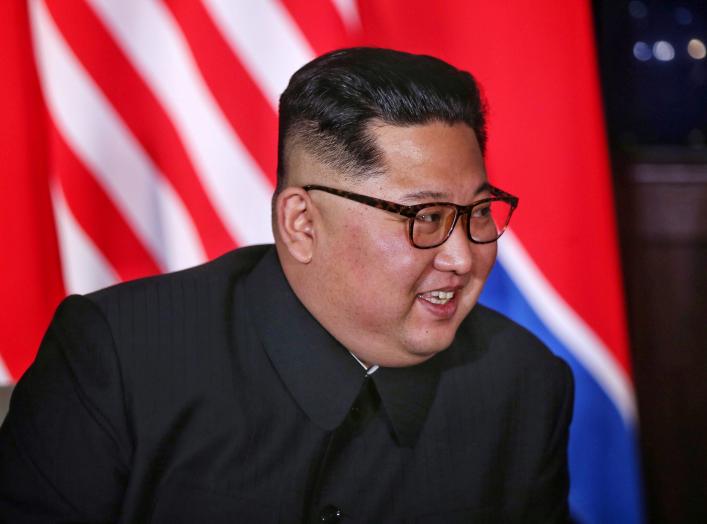 North Korean leader Kim Jong Un smiles next to U.S. President Donald Trump (not pictured) at the Capella Hotel on Sentosa island in Singapore June 12, 2018. Kevin Lim/The Straits Times