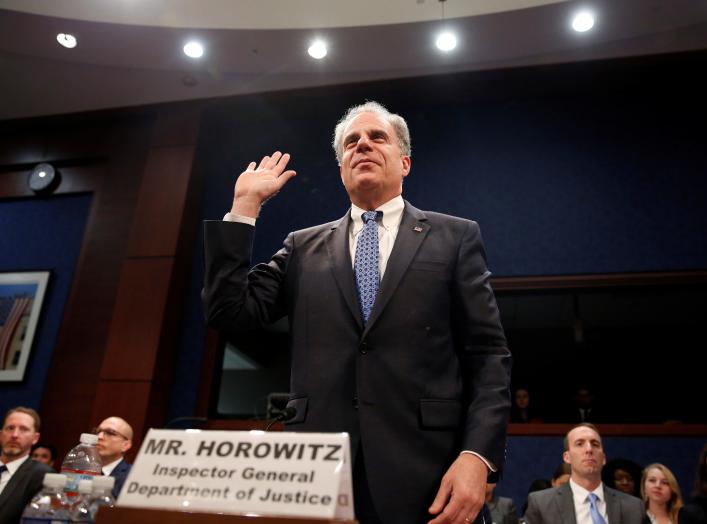 U.S. Department of Justice Inspector General Michael Horowitz testifies to a joint hearing of the House Judiciary and House Oversight and Government Reform Committee titled, "Oversight of the FBI and DOJ Actions in Advance of the 2016 Election"