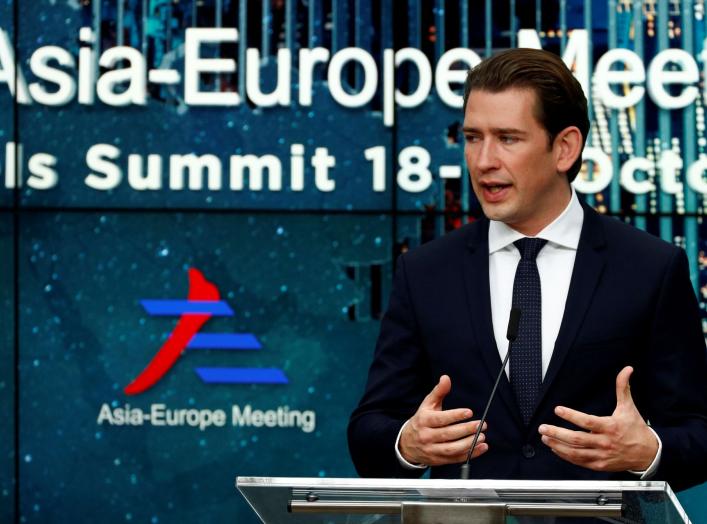 Austrian Chancellor Sebastian Kurz attends a news conference after the ASEM leaders summit in Brussels, Belgium October 19, 2018. REUTERS/Francois Lenoir