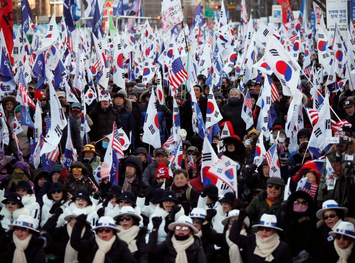 Members of a South Korean conservative civic group take part in an anti-North Korea protest in Seoul, South Korea, December 8, 2018. Picture taken December 8, 2018. REUTERS/Kim Hong-Ji