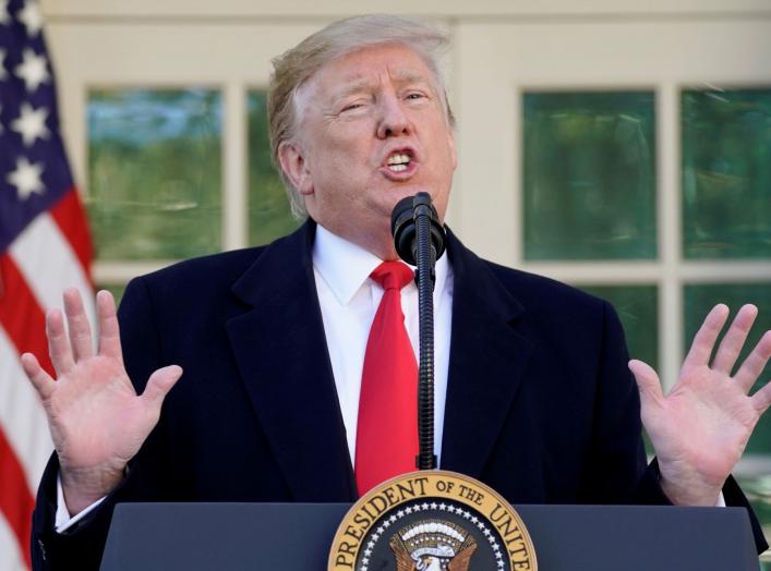 FILE PHOTO: U.S. President Donald Trump announces a deal to end the partial government shutdown as he speaks in the Rose Garden of the White House in Washington, U.S., January 25, 2019. REUTERS/Kevin Lamarque/File Photo