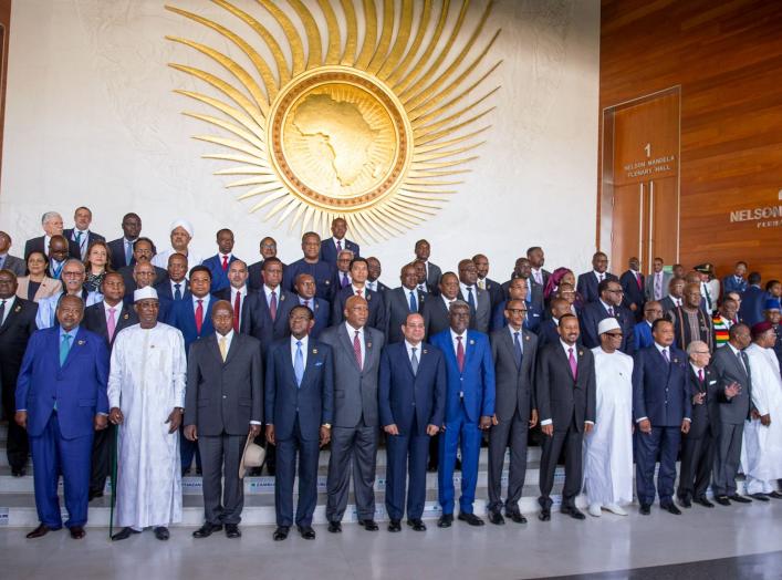 African Heads of State pose for a group photo during the opening of the 32nd Ordinary Session of the Assembly of the Heads of State and the Government of the African Union (AU) in Addis Ababa, Ethiopia, February 10, 2019. REUTERS/Tiksa Negeri