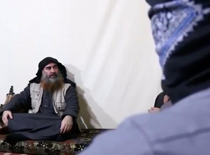 A bearded man with Islamic State leader Abu Bakr al-Baghdadi's appearance speaks in this screen grab taken from video released on April 29, 2019. Islamic State Group/Al Furqan Media Network/Reuters TV via REUTERS.