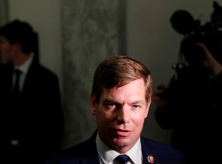 Rep. Eric Swalwell (D-CA) speaks to the press on Capitol Hill in Washington, U.S., July 24, 2019. REUTERS/Tom Brenner