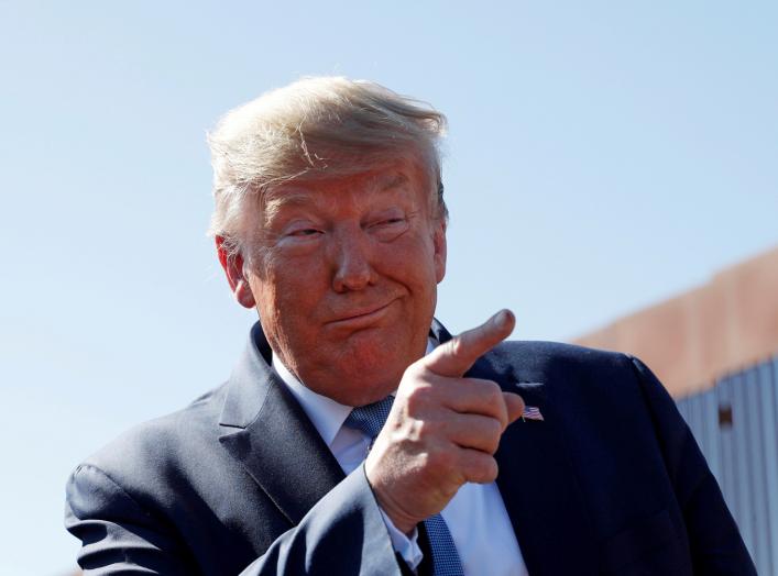 U.S. President Donald Trump gestures during his visit to a section of the U.S.-Mexico border wall in Otay Mesa, California, U.S. September 18, 2019. REUTERS/Tom Brenner