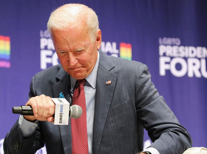 Democratic presidential candidate and former Vice President Joe Biden speaks at the One Iowa and GLAAD LGBTQ Presidential Forum in Cedar Rapids, Iowa, September 20, 2019. REUTERS/Scott Morgan