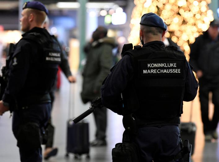 Dutch police patrol at Amsterdam's Schiphol airport after a suspicious incident proved to be a false alarm, Netherlands November 6, 2019. REUTERS/Piroschka van de Wouw