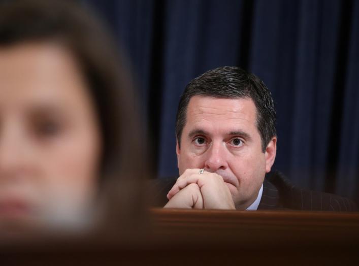 Ranking Member Devin Nunes (R-CA) and Rep. Elise Stefanik (R-NY) listen as U.S. Ambassador to the European Union Gordon Sondland testifies before a House Intelligence Committee hearing as part of the impeachment inquiry into U.S. President Donald Trump