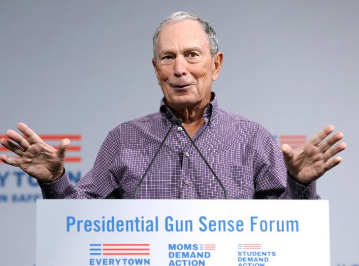ormer New York City Mayor Michael R. Bloomberg speaks during the Presidential Gun Sense Forum in Des Moines, Iowa, U.S., August 10, 2019. REUTERS/Scott Morgan