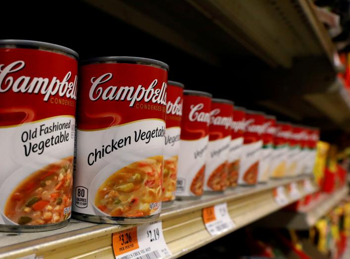 Cans of Campbell's Soup are displayed in a supermarket in New York City, U.S. February 15, 2017. REUTERS/Brendan McDermid