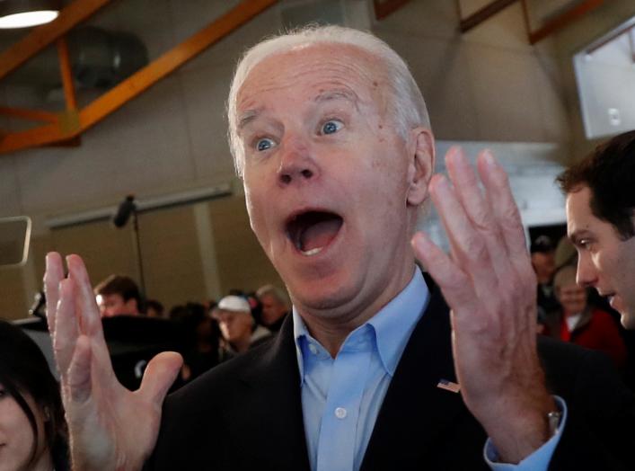 Democratic 2020 U.S. presidential candidate and former U.S. Vice President Joe Biden reacts to a girl during his "No Malarkey!" campaign bus tour event in Cedar Rapids, Iowa, U.S., December 6, 2019. REUTERS/Shannon Stapleton