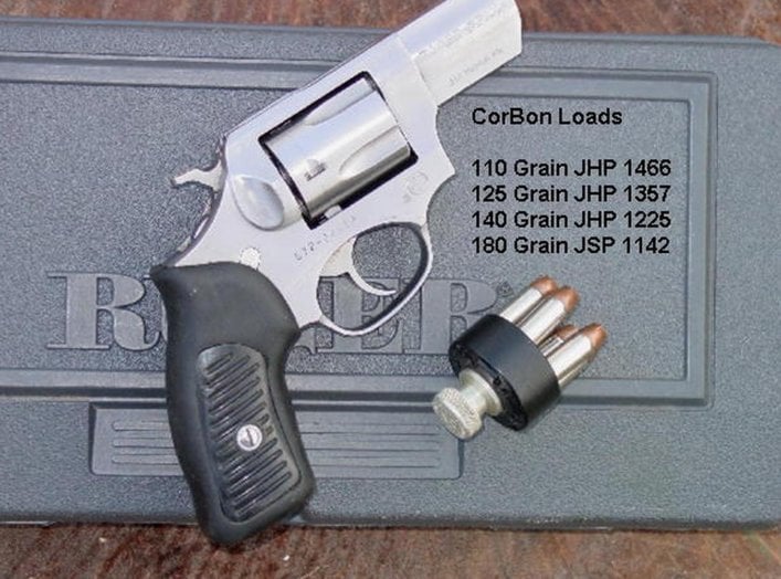 Ruger SP101 with 2.25-inch barrel. Corbon performance data. March 2008. Public domain/Mike Cumpston.