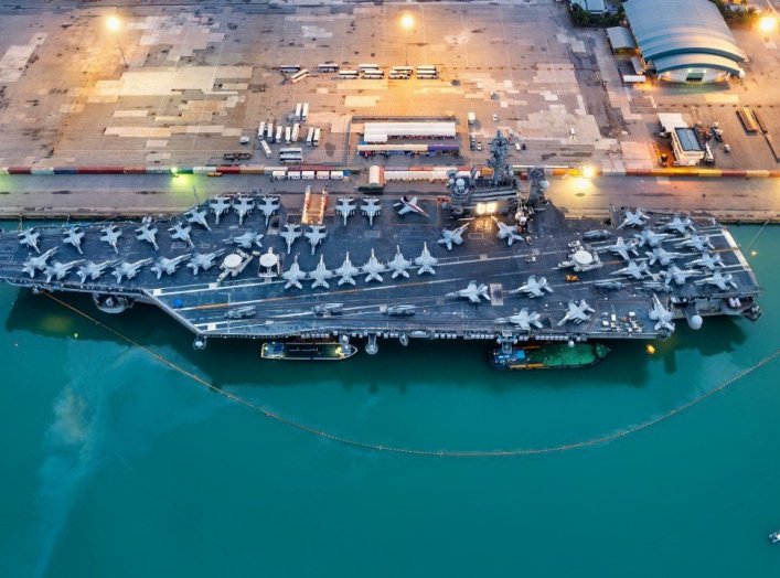 U.S. Navy Aircraft Carrier at Dock