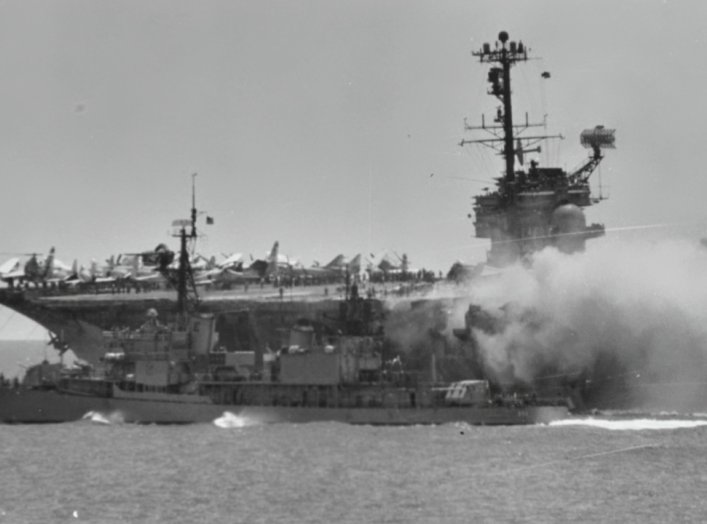 USS Forrestal Aircraft Carrier Fire