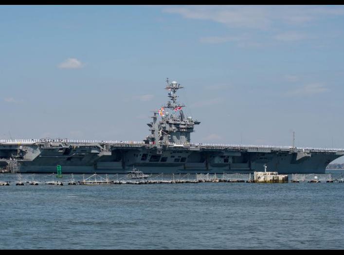 The U.S. Navy aircraft carrier USS Harry S. Truman departs with its strike group towards the Middle East from Naval Station Norfolk, Virginia, U.S. April 11, 2018. U.S. Navy/Mass Communication Specialist 3rd Class Danny Ray Nunez Jr./Handout via REUTERS