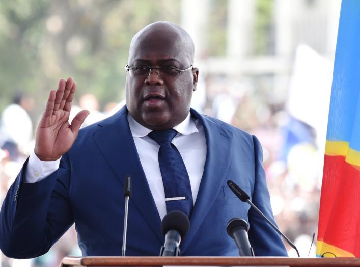 Democratic Republic of Congo's Felix Tshisekedi swears into office during an inauguration ceremony as the new president of the Democratic Republic of Congo at the Palais de la Nation in Kinshasa, Democratic Republic of Congo January 24, 2019. REUTERS/ Oli