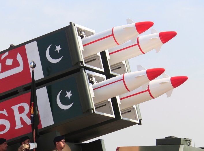 Pakistani military personnel stand beside short-range Surface to Surface Missile NASR during Pakistan Day military parade in Islamabad, Pakistan, March 23, 2017. REUTERS/Faisal Mahmood