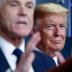 U.S. President Donald Trump listens as White House Director of Trade and Marketing Policy Peter Navarro addresses the daily coronavirus response briefing at the White House in Washington, U.S., April 2, 2020. REUTERS/Tom Brenner.