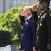 U.S. President Donald Trump salutes alongside U.S. Army Lieutenant General Darryl Williams, the Superintendent of the U.S. Military Academy at West Point, as he prepares to deliver the commencement address at the 2020 United States Military Academy Gradua