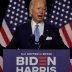 Democratic presidential candidate and former Vice President Joe Biden gestures as he speaks at a campaign event, on his first joint appearance with Vice presidential candidate Senator Kamala Harris after being named his running mate, at Alexis Dupont High