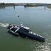 PORTLAND, Ore. (Apr. 7, 2016) Sea Hunter, an entirely new class of unmanned ocean-going vessel gets underway on the Williammette River following a christening ceremony in Portland, Ore.