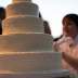 A wedding cake is decorated with messages from guests at a ceremony to celebrate the wedding of Paul Katami and Jeff Zarrillo at Beverly Hilton Hotel in Beverly Hills, California June 28, 2014. 