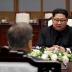 North Korean leader Kim Jong Un talks to South Korean President Moon Jae-in during their meeting at the Peace House at the truce village of Panmunjom inside the demilitarized zone separating the two Koreas, South Korea, April 27, 2018.