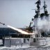 The U.S. Navy auxiliary USS Mississippi (EAG-128) fires an SAM-N-7 Terrier surface-to-air missile during at-sea tests, circa 1953-55. U.S. Navy.