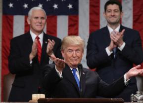 U.S. President Donald Trump delivers his first State of the Union address to a joint session of Congress inside the House Chamber on Capitol Hill in Washington, U.S., January 30, 2018. REUTERS/Win McNamee/Pool TPX IMAGES OF THE DAY