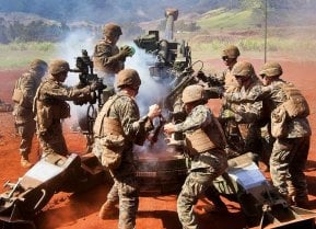 U.S. Marines Firing Artillery