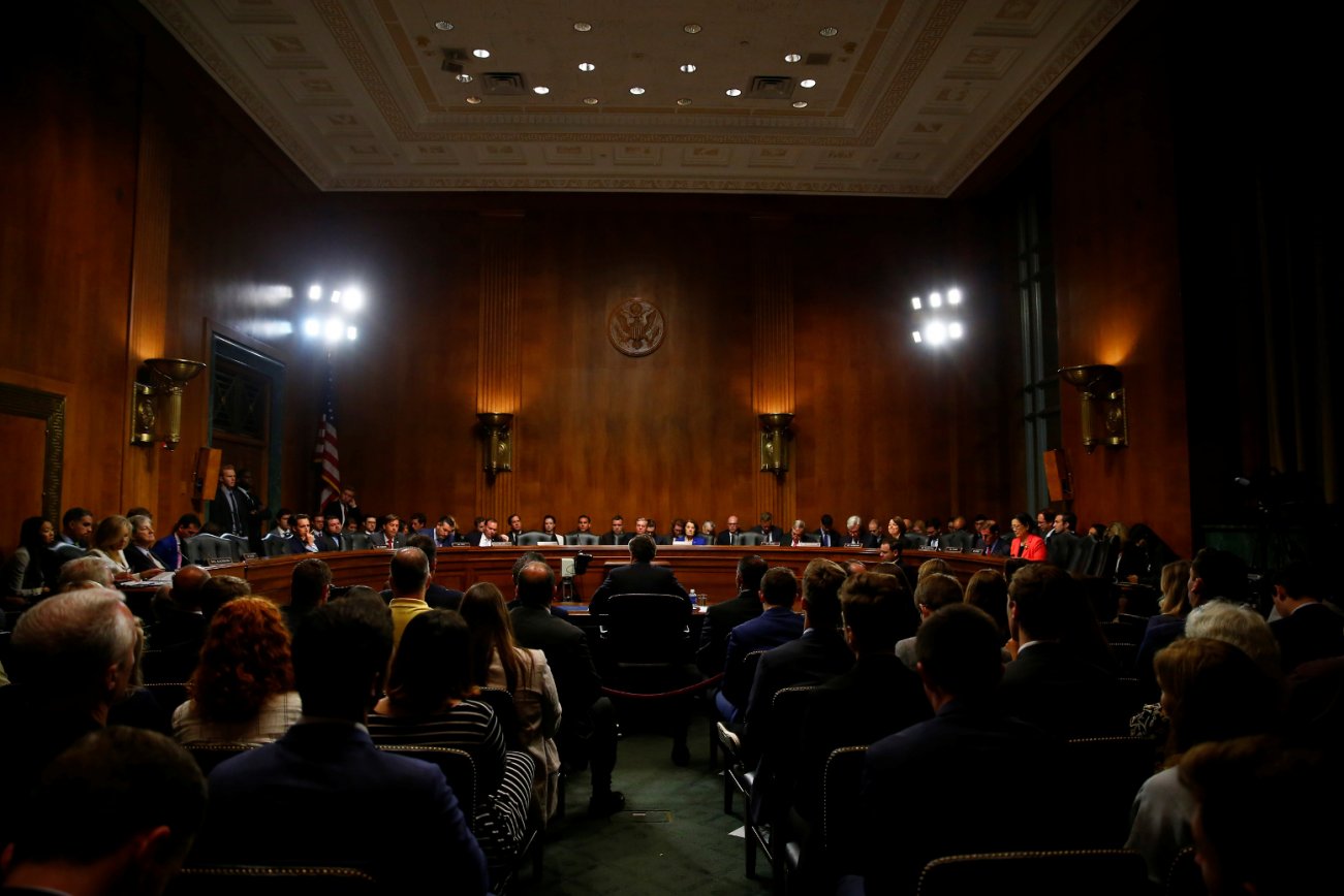 FBI Director Christopher Wray testifies before a Senate Judiciary Committee hearing on 