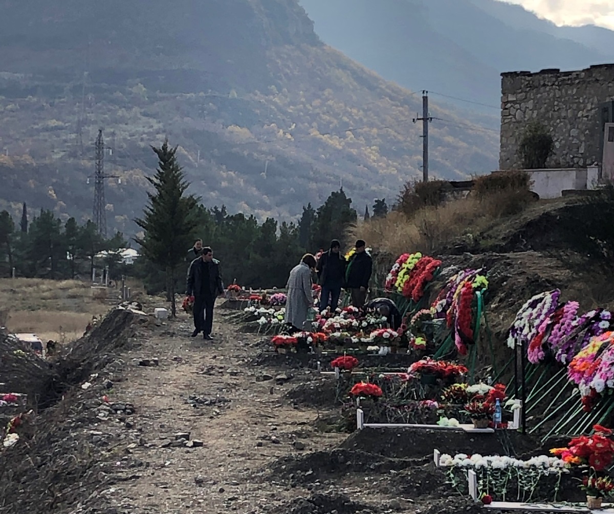 Fresh graves for war dead in Stepanakert.